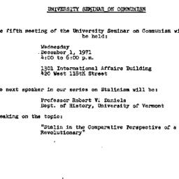 Announcements, 1971-12-01. ...