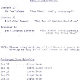 Announcements, 1962-10-17. ...