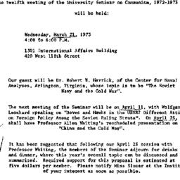 Announcements, 1973-03-21. ...