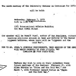 Announcements, 1973-02-07. ...