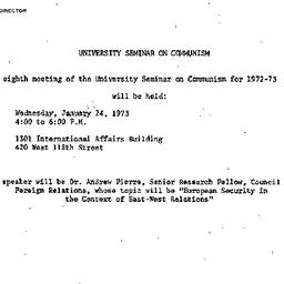 Announcements, 1973-01-24. ...