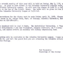 Announcements, 1976-05-03. ...