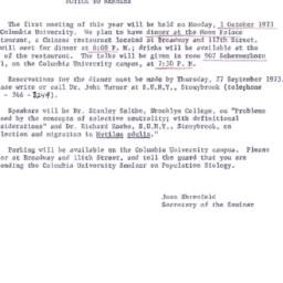Announcements, 1973-10-01. ...