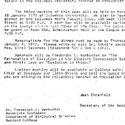 Announcements, 1971-12-16. ...