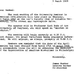 Announcements, 1969-03-05. ...