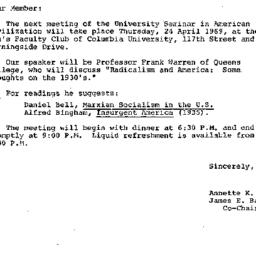 Announcements, 1969-04-07. ...