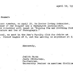 Announcements, 1972-04-10. ...