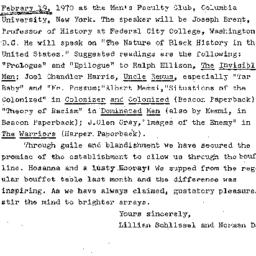 Announcements, 1970-02-09. ...