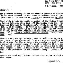 Announcements, 1977-11-07. ...