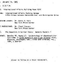 Announcements, 1985-01-10. ...