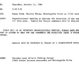 Announcements, 1984-10-11. ...