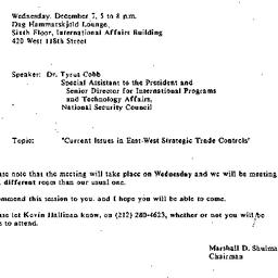 Announcements, 1988-11-09. ...