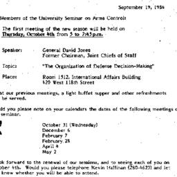 Announcements, 1984-09-19. ...