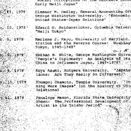 Schedules, Modern East Asia...