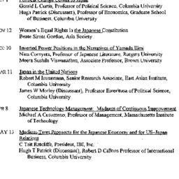 Schedules, Modern East Asia...