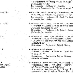Schedules, Modern East Asia...