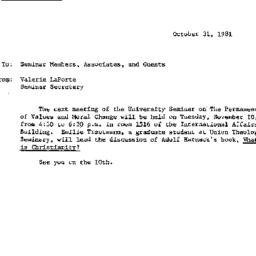 Announcements, 1981-11-10. ...