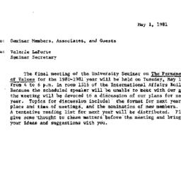 Announcements, 1981-05-12. ...