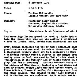 Minutes, 1975-11-08. Irish ...