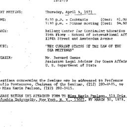 Announcements, 1973-04-05. ...