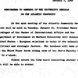 Announcements, 1964-01-07. ...