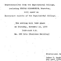 Announcements, 1970-11-12. ...