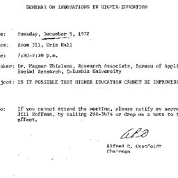 Announcements, 1972-12-05. ...