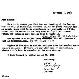 Announcements, 1964-11-06. ...
