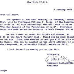 Announcements, 1964-01-06. ...