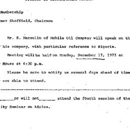 Announcements, 1973-12-17. ...