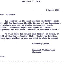 Announcements, 1963-04-09. ...