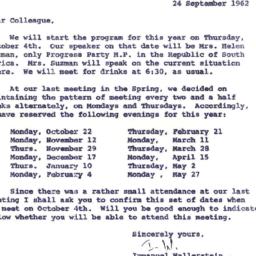 Announcements, 1962-09-24. ...