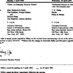 Announcements, 1995-03-09. ...