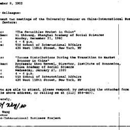 Announcements, 1992-12-09. ...