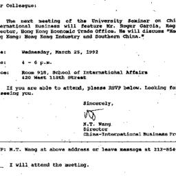 Announcements, 1992-03-06. ...