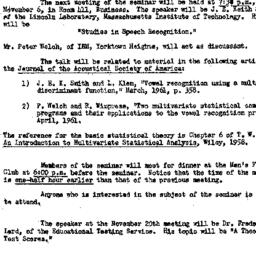 Announcements, 1961-10-27. ...