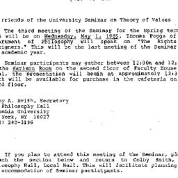 Announcements, 1985-05-08. ...