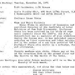 Announcements, 1971-11-16. ...