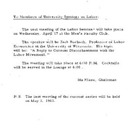 Announcements, 1963-04-09. ...
