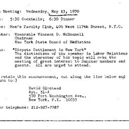 Announcements, 1970-05-13. ...