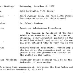 Announcements, 1972-11-08. ...