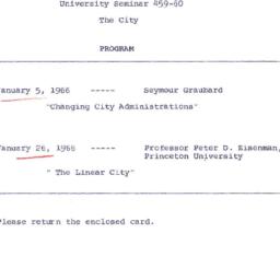 Schedules, The City, semina...