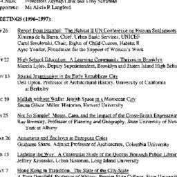 Schedules, The City, semina...