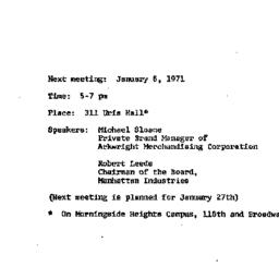 Announcements, 1971-01-06. ...