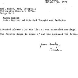 Correspondence, 1979-10-31....