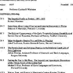Schedules, Slavic History a...