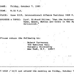 Announcements, 1983-10-07. ...