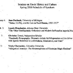 Schedules, Slavic History a...