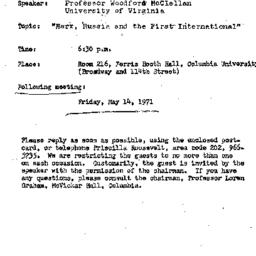 Announcements, 1971-04-09. ...