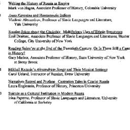 Schedules, Slavic History a...